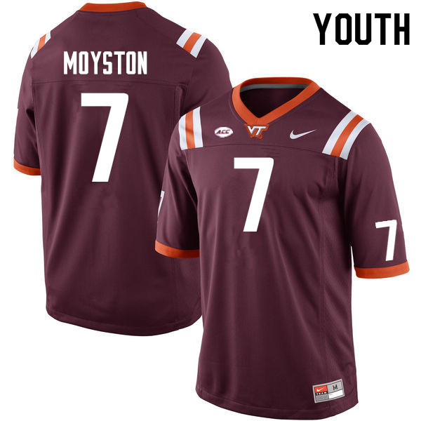 Youth #7 Kyree Moyston Virginia Tech Hokies College Football Jerseys Sale-Maroon - Click Image to Close